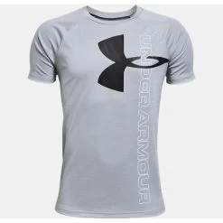 Under Armour Tech Split Logo Hybrid Tee - Youth - Gray